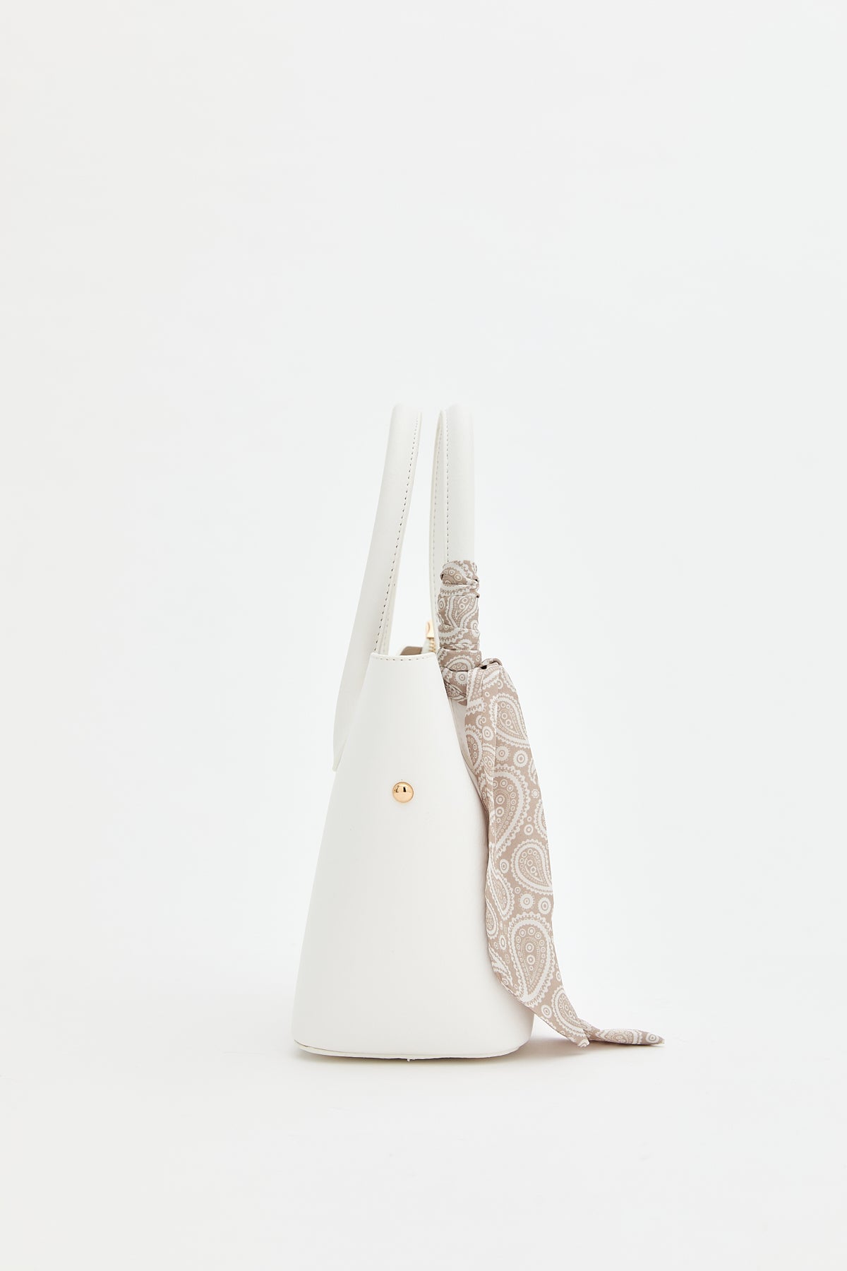 Handbag with Scarf - White