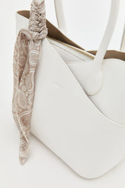Handbag with Scarf - White