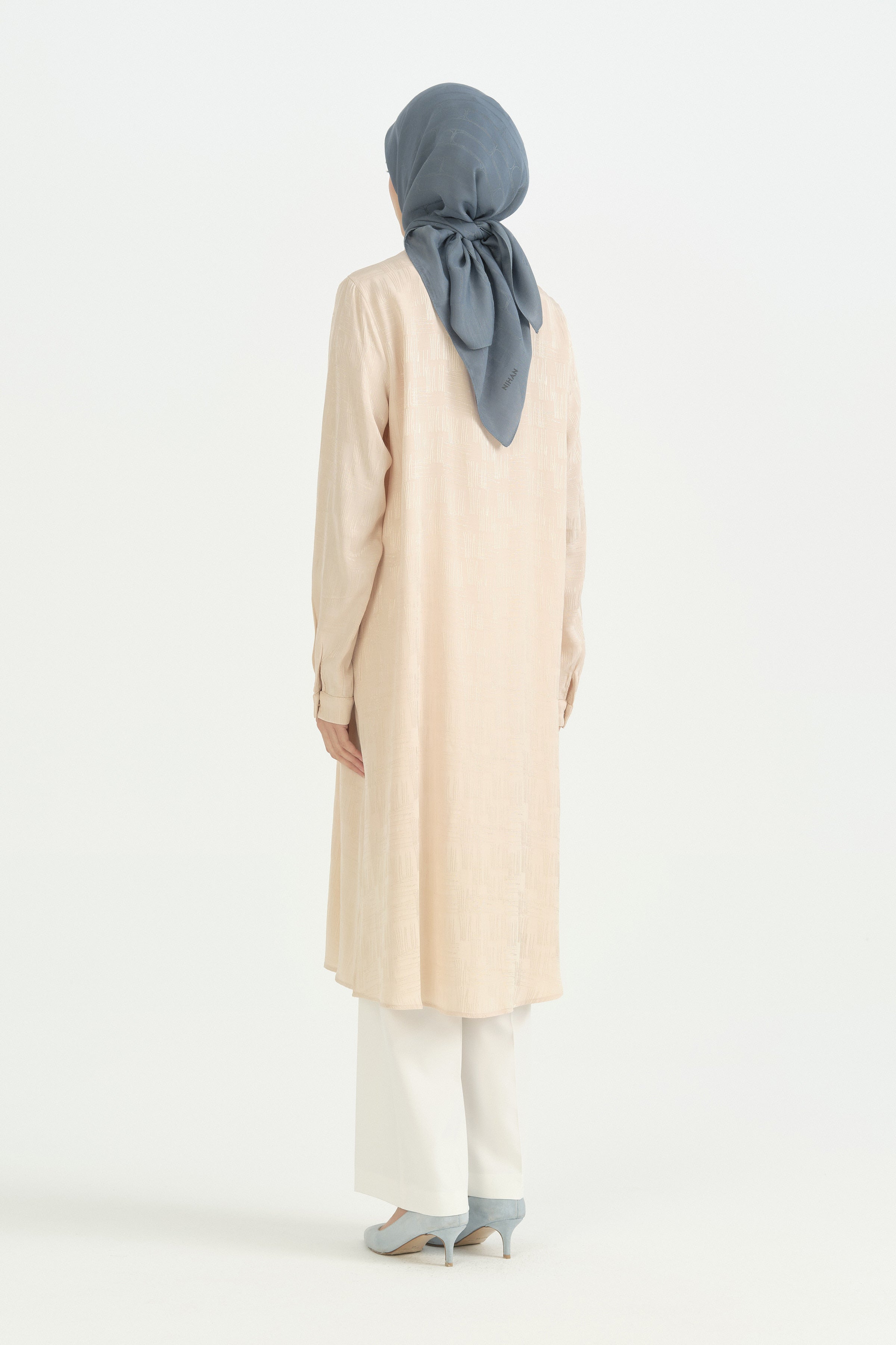 Fularlı Jakar Tunik - Bej