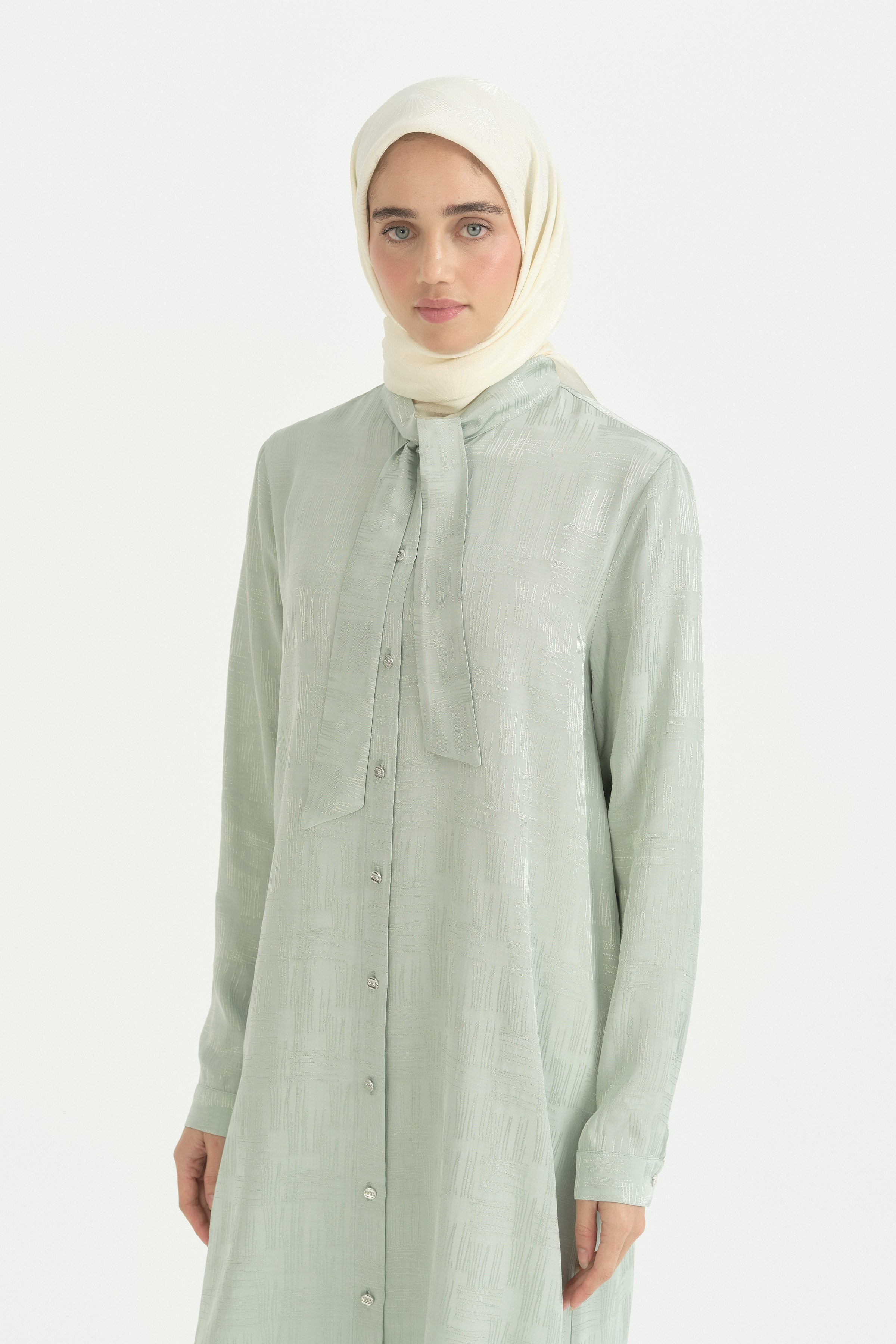 Fularlı Jakar Tunik - Mint