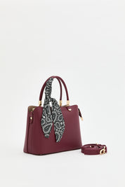Fularlı Tote Çanta - Bordo