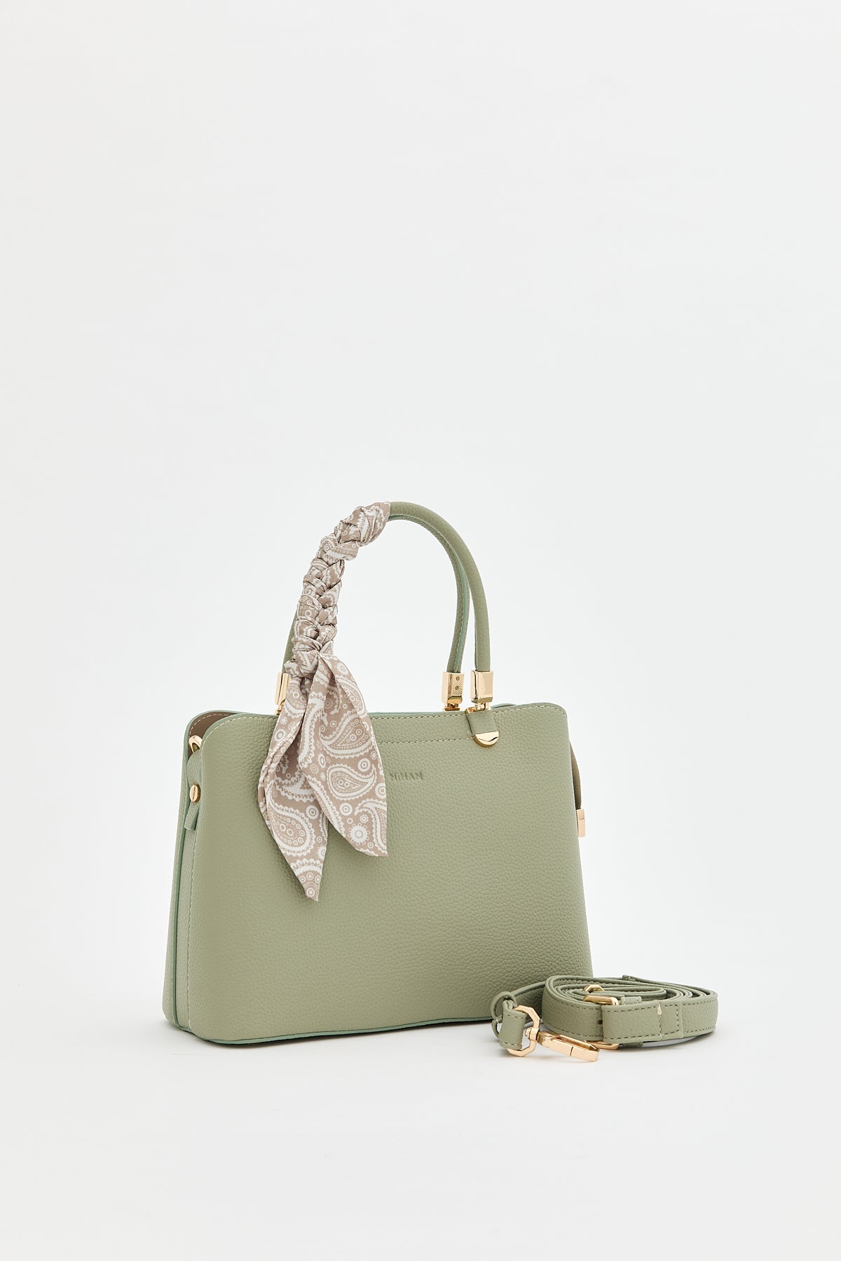 Fularlı Tote Çanta - Mint