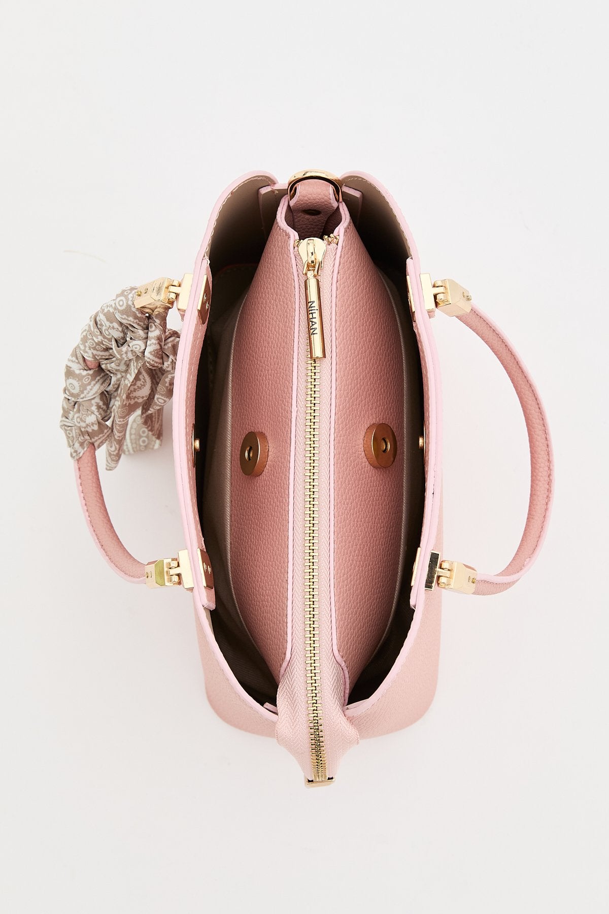 Tote Bag with Scarf - Powder Pink