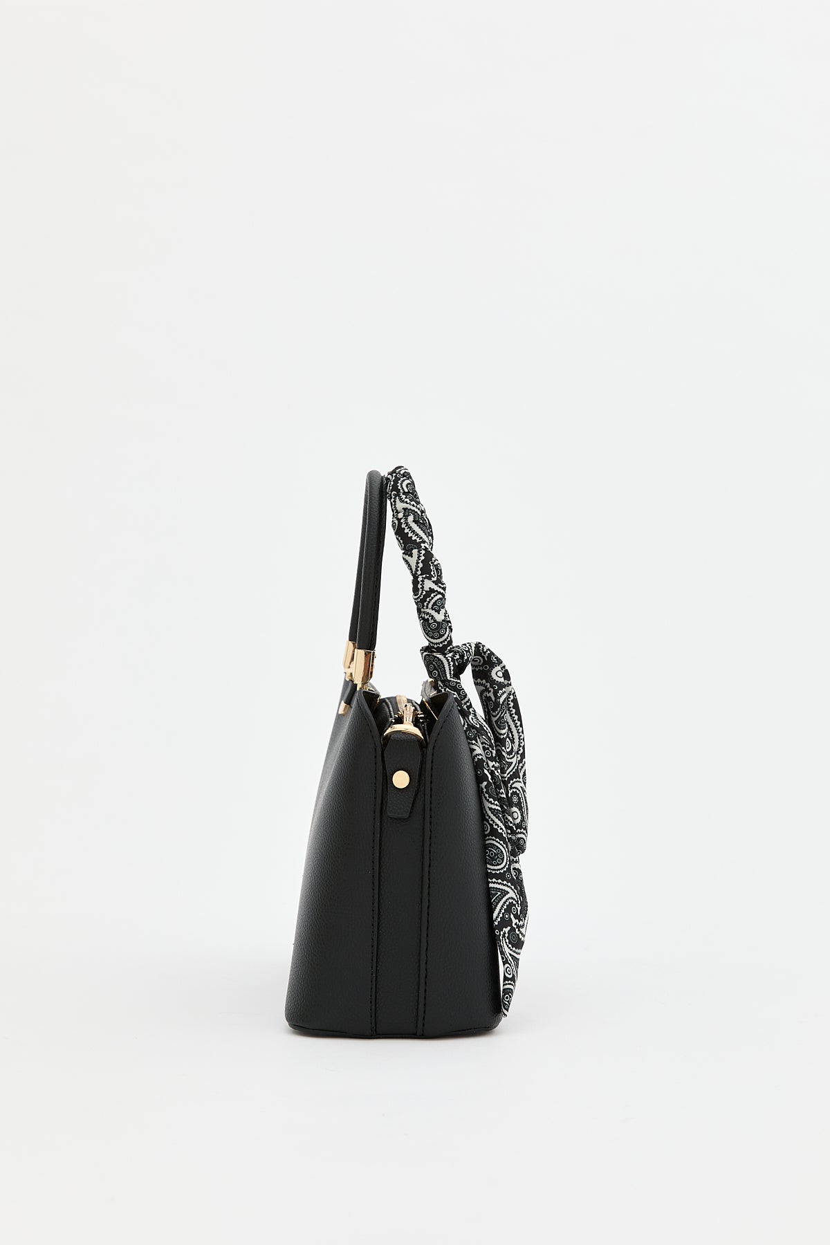 Fularlı Tote Çanta - Siyah