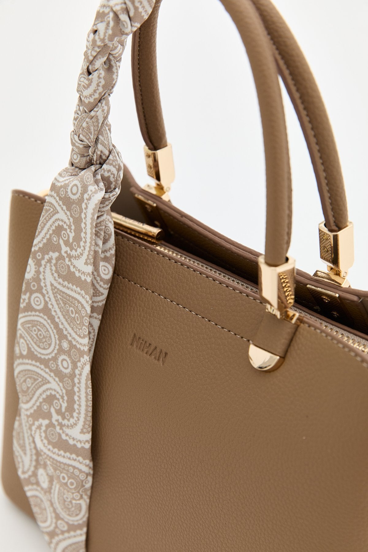 Tote Bag with Scarf - Mink