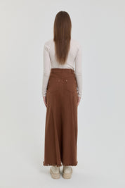 Gabardin 8 Panel Etek - Kahve