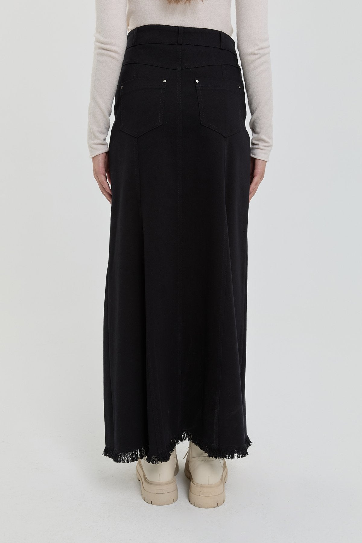 Gabardin 8 Panel Etek - Siyah