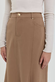 Gabardin 8 Panel Etek - Vizon