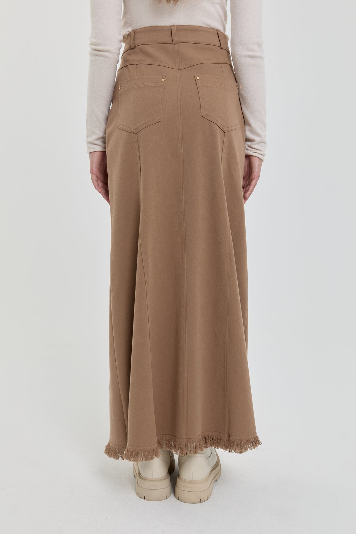 Gabardin 8 Panel Etek - Vizon