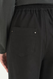 Gabardin Arkası Lastik Detaylı Spor Pantolon - Siyah