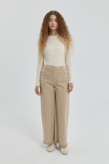 Gabardin Bol Paça Pantolon - Bej