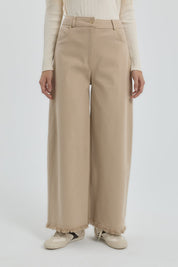 Gabardin Bol Paça Pantolon - Bej