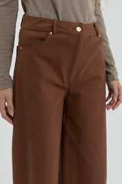 Gabardin Bol Paça Pantolon - Kahve