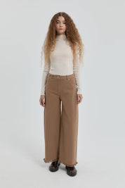 Gabardin Bol Paça Pantolon - Vizon