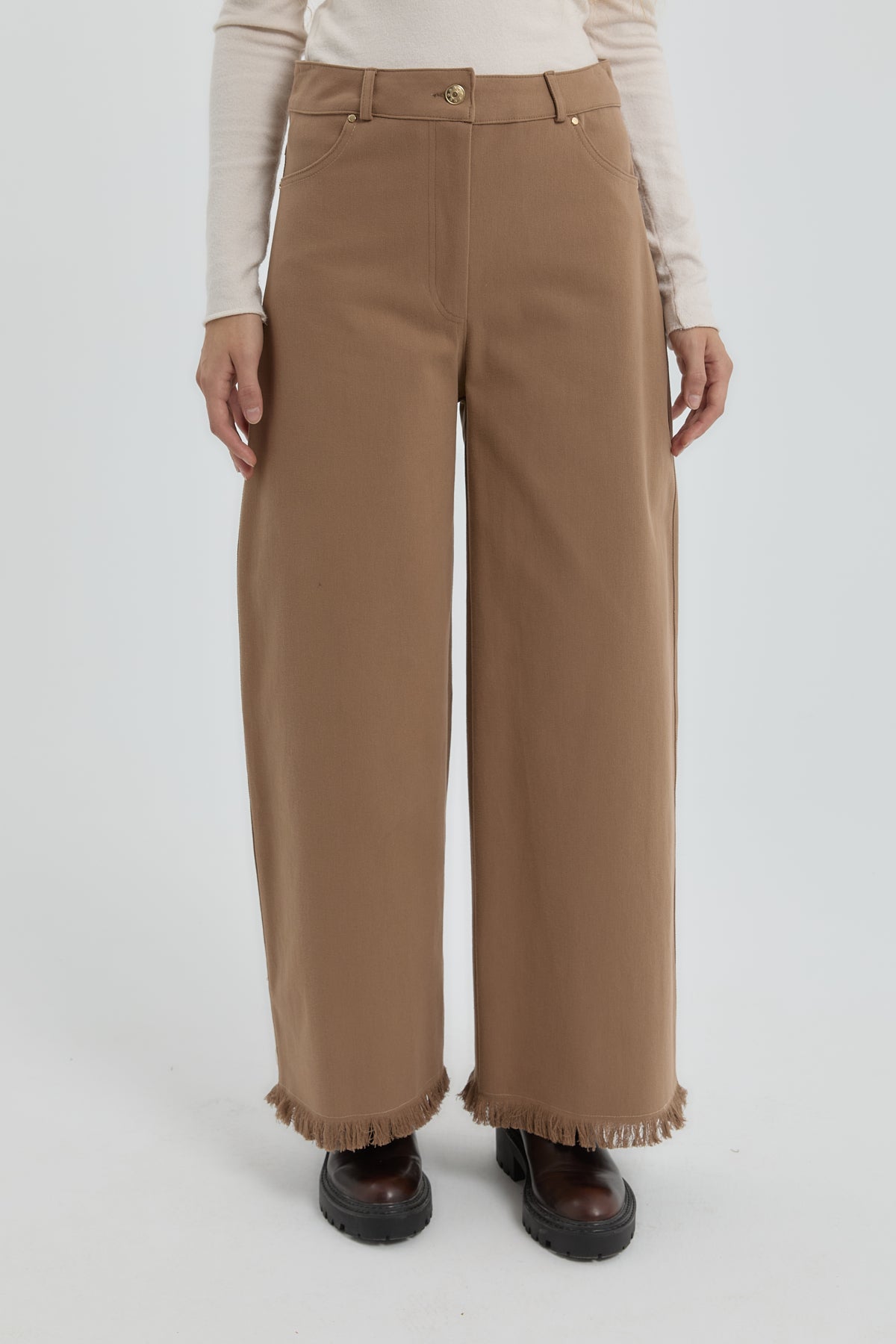 Gabardin Bol Paça Pantolon - Vizon