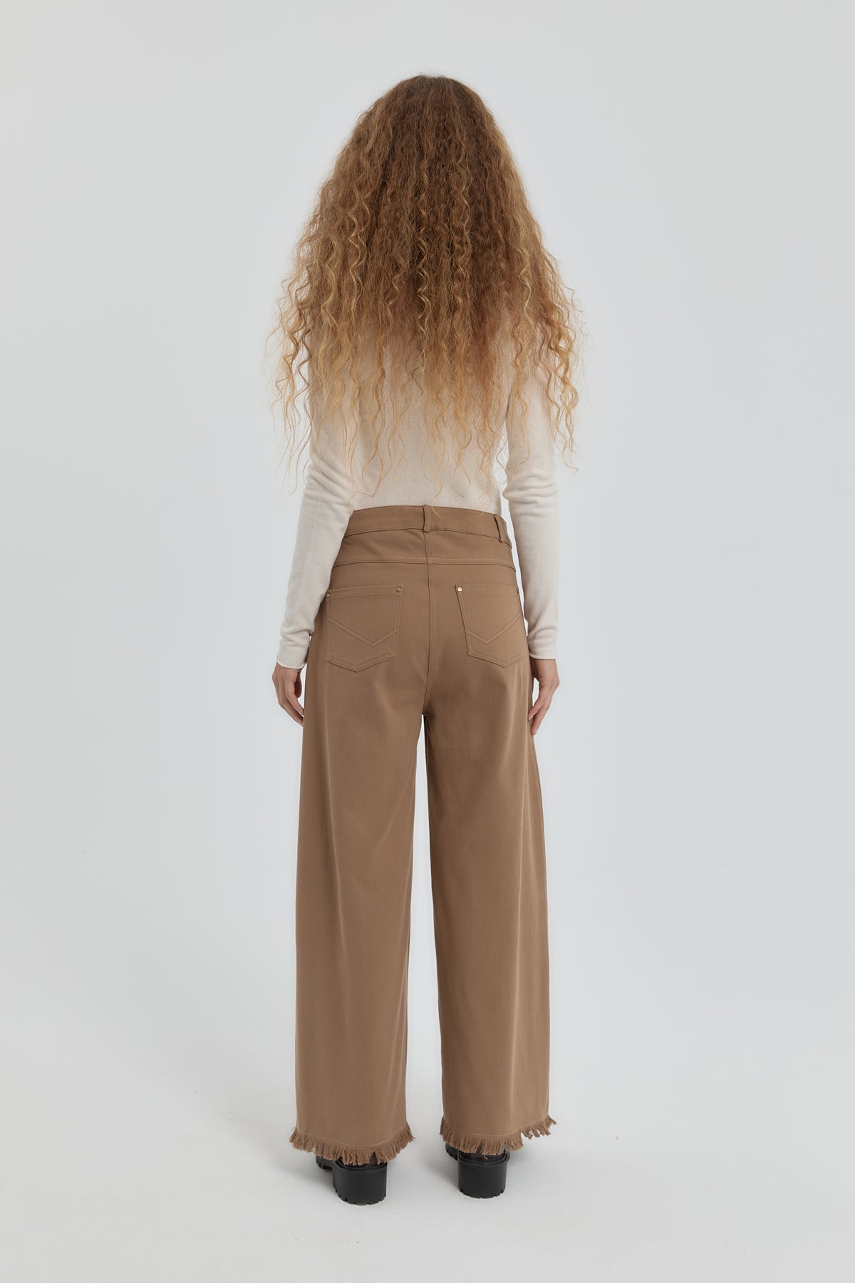Gabardin Bol Paça Pantolon - Vizon