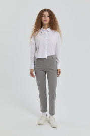 Gabardin Dar Paça Pantolon - Gri