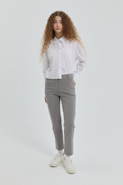 Gabardin Dar Paça Pantolon - Gri