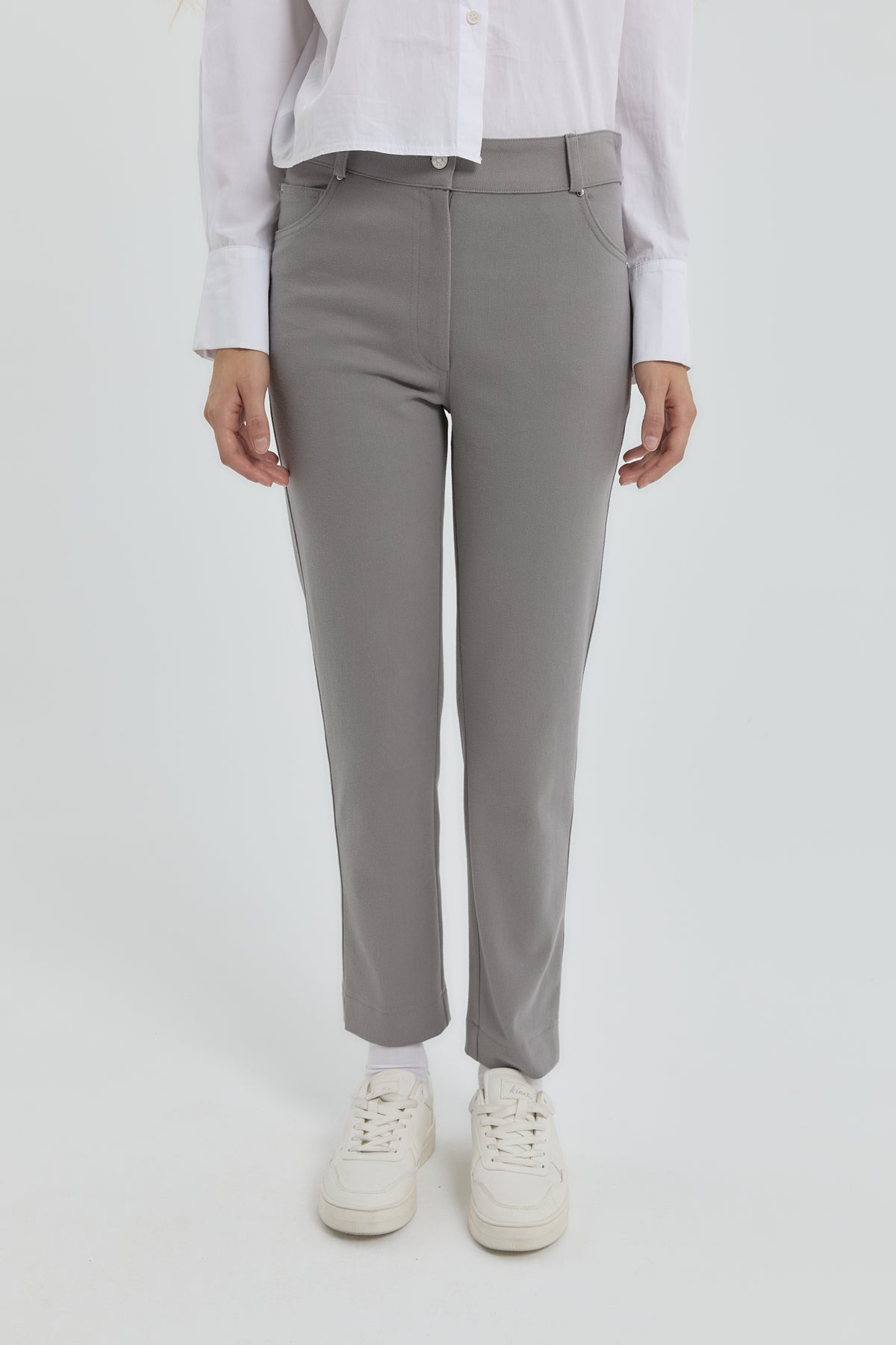 Gabardin Dar Paça Pantolon - Gri