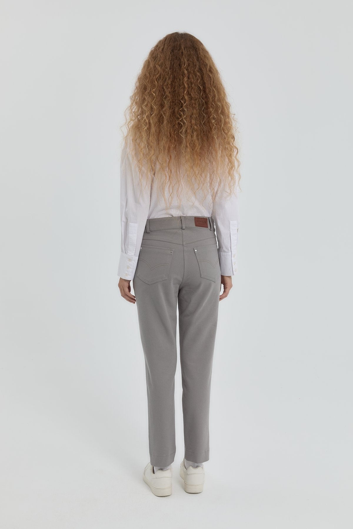 Gabardin Dar Paça Pantolon - Gri