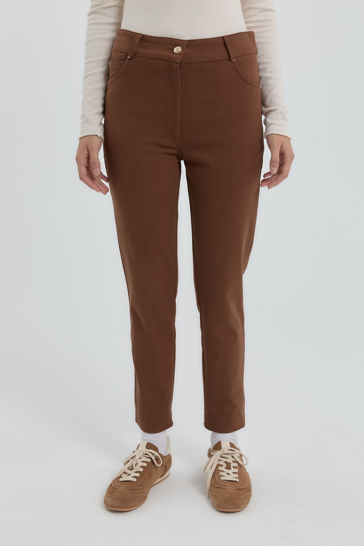 Gabardin Dar Paça Pantolon - Kahve