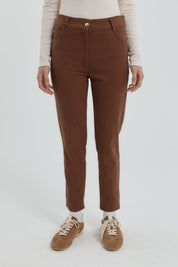 Gabardin Dar Paça Pantolon - Kahve