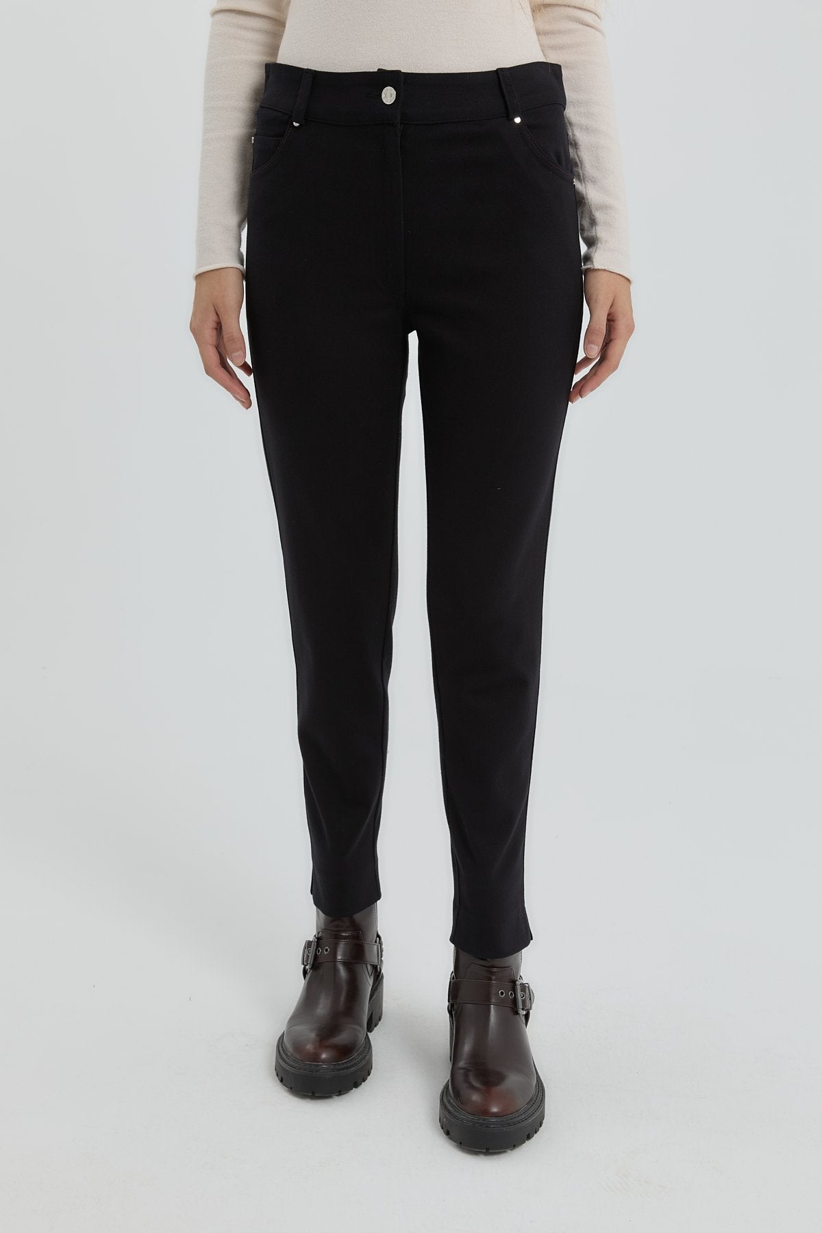Gabardin Dar Paça Pantolon - Siyah