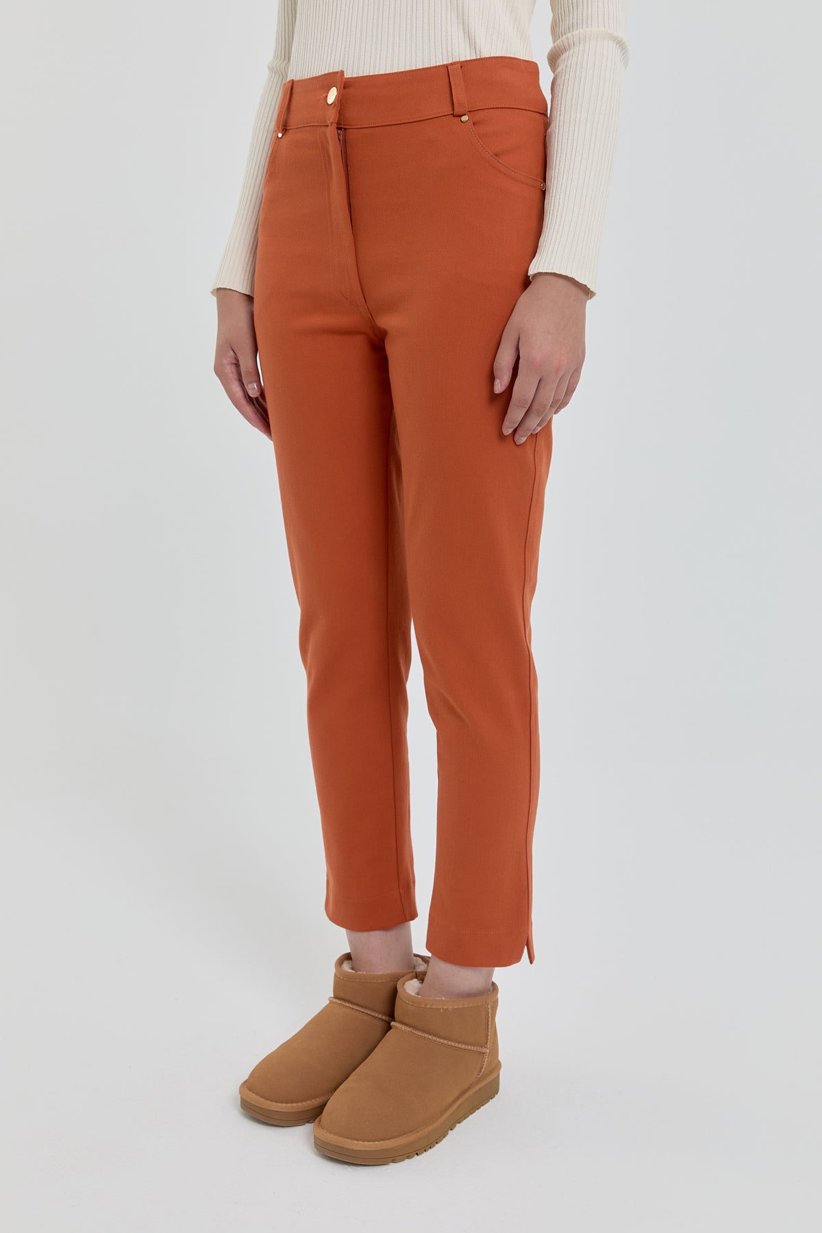 Gabardin Dar Paça Pantolon - Turuncu