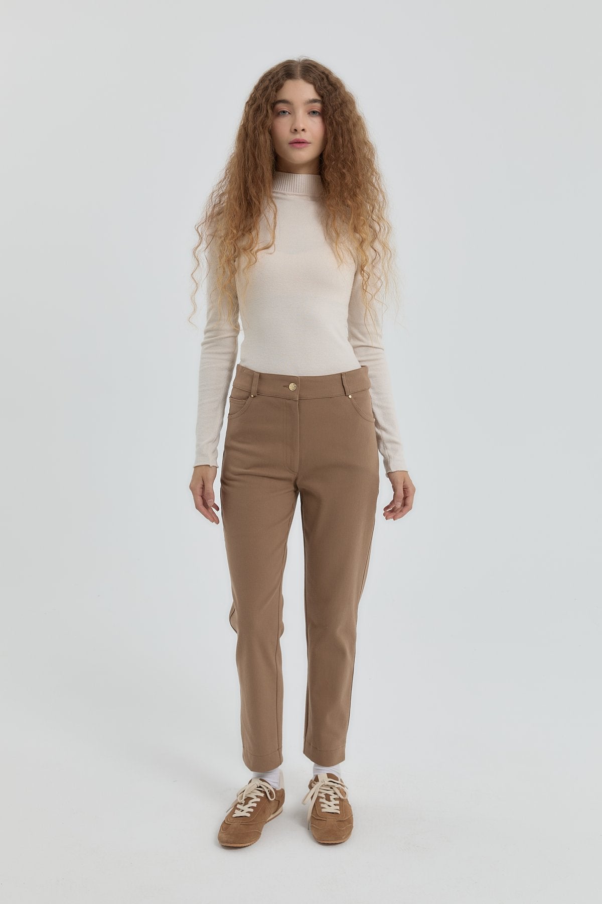 Gabardin Dar Paça Pantolon - Vizon