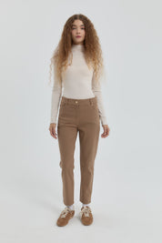 Gabardin Dar Paça Pantolon - Vizon