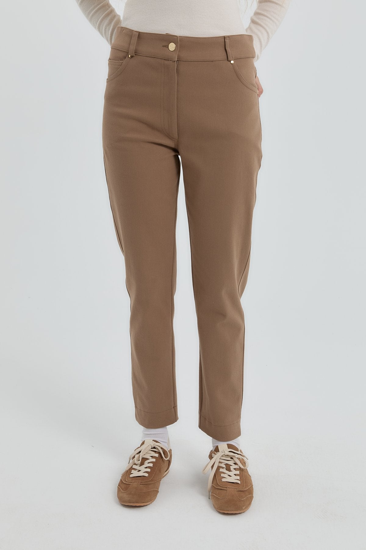 Gabardin Dar Paça Pantolon - Vizon