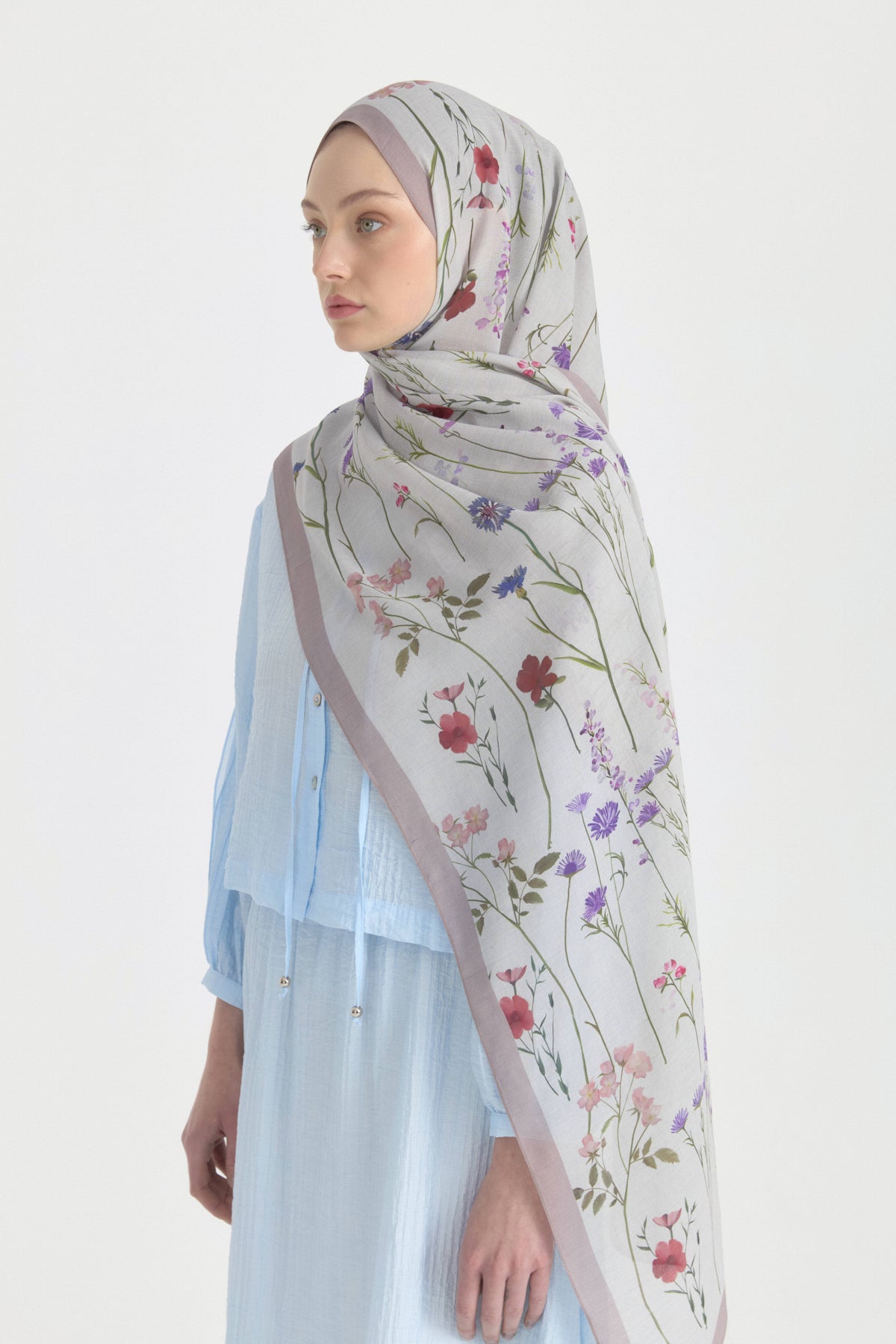 Garden Cotton Modal Shawl - Powder