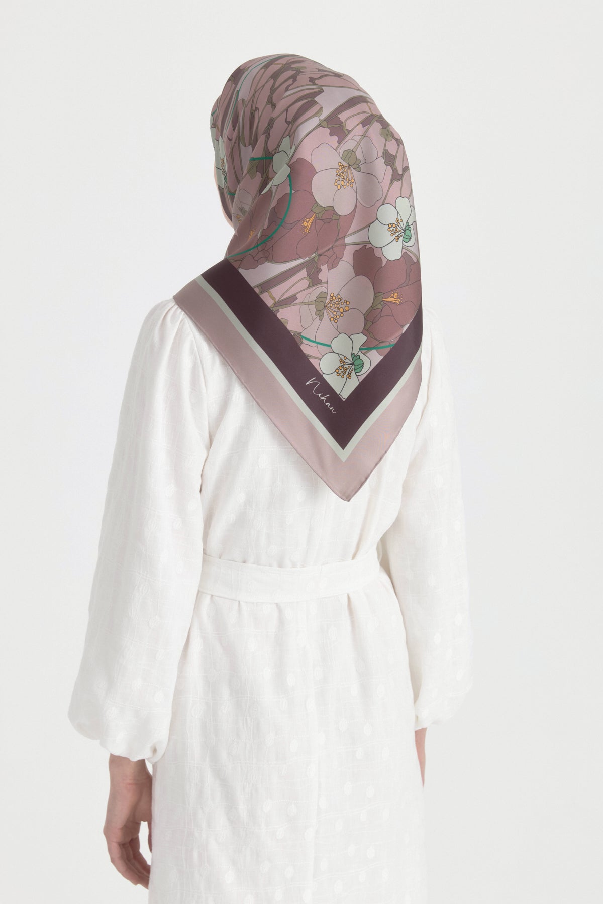 Garden Whisper Twill İpek Eşarp - Gül Kurusu