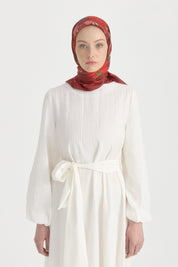 Garden Whisper Twill İpek Eşarp - Kırmızı