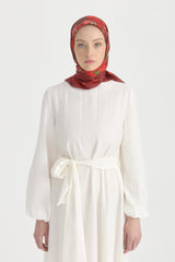 Garden Whisper Twill İpek Eşarp - Kırmızı
