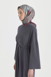 Garden Whisper Twill Silk Scarf - Purple