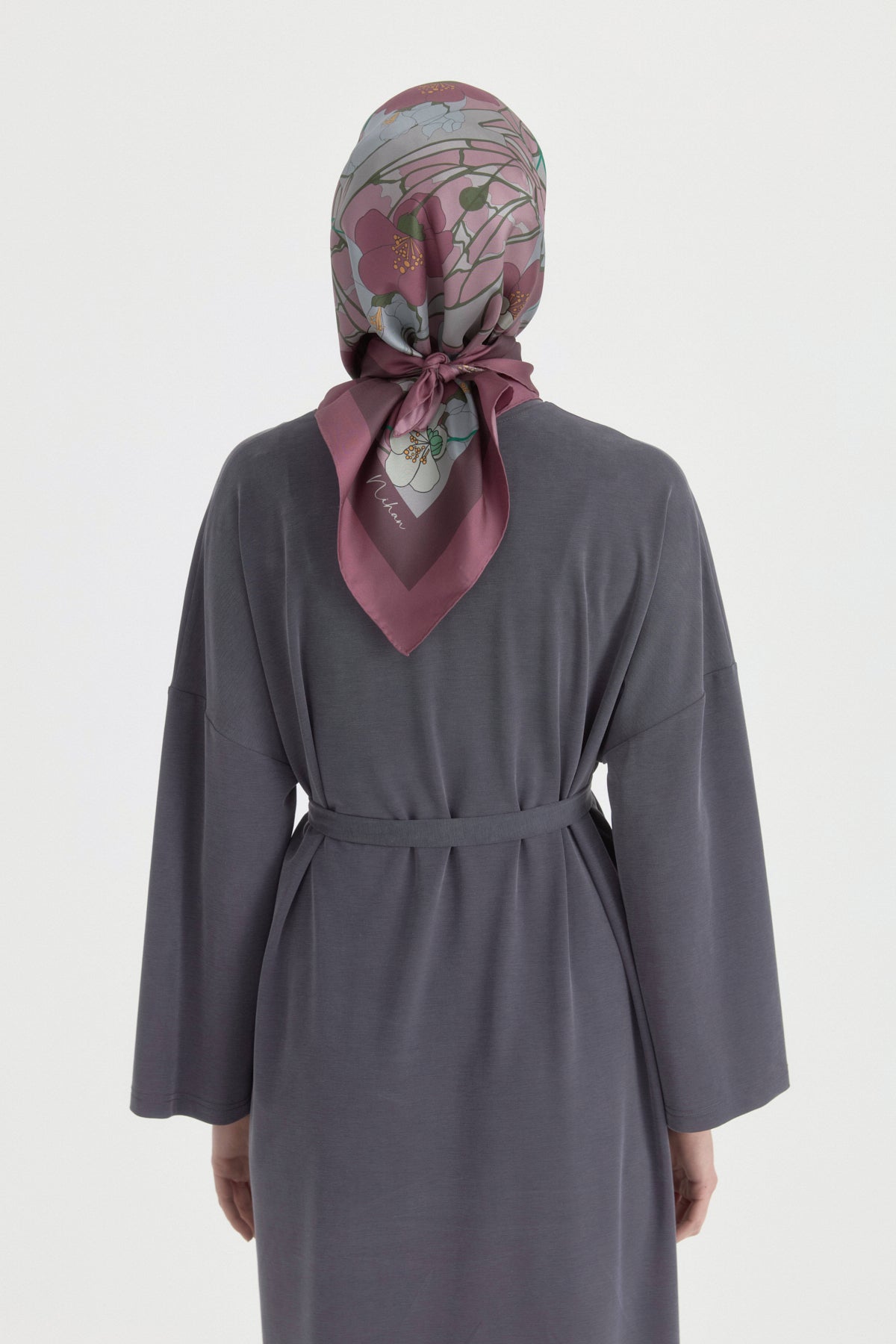Garden Whisper Twill Silk Scarf - Purple