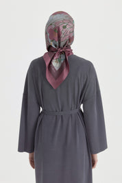Garden Whisper Twill Silk Scarf - Purple