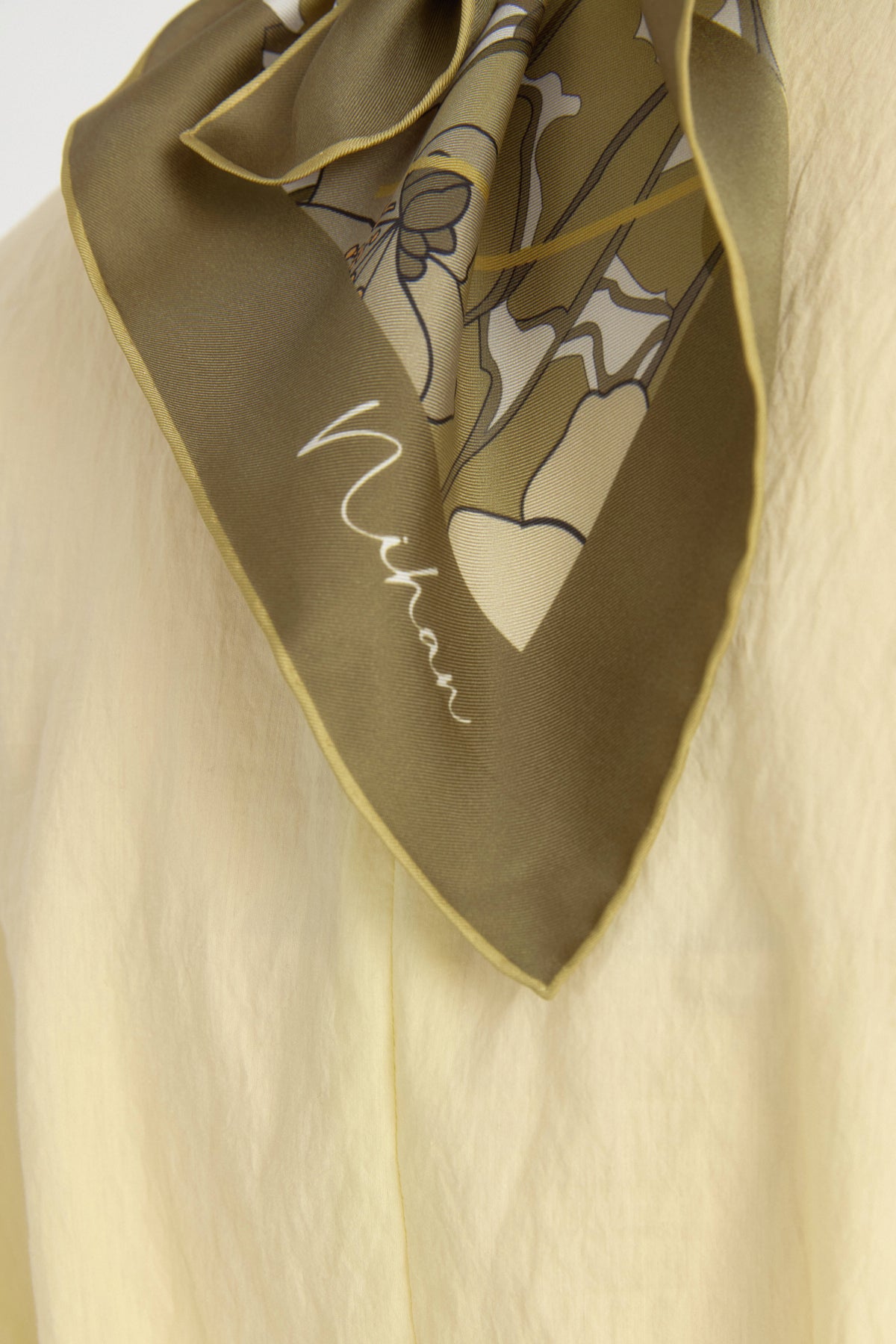 Garden Whisper Twill Silk Scarf - Olive