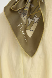 Garden Whisper Twill Silk Scarf - Olive