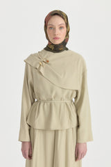 Garden Whisper Twill İpek Eşarp - Yeşil