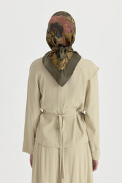 Garden Whisper Twill İpek Eşarp - Yeşil