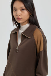 Garni Detail Sweatshirt - Coffee
