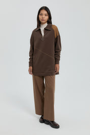Garni Detail Sweatshirt - Coffee