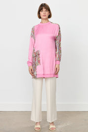 Garnili Cep Detaylı Tunik - Pembe