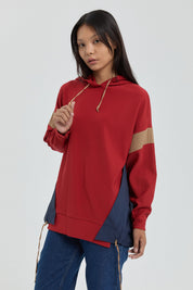 Trimmed Hooded Sweatshirt - Terracotta