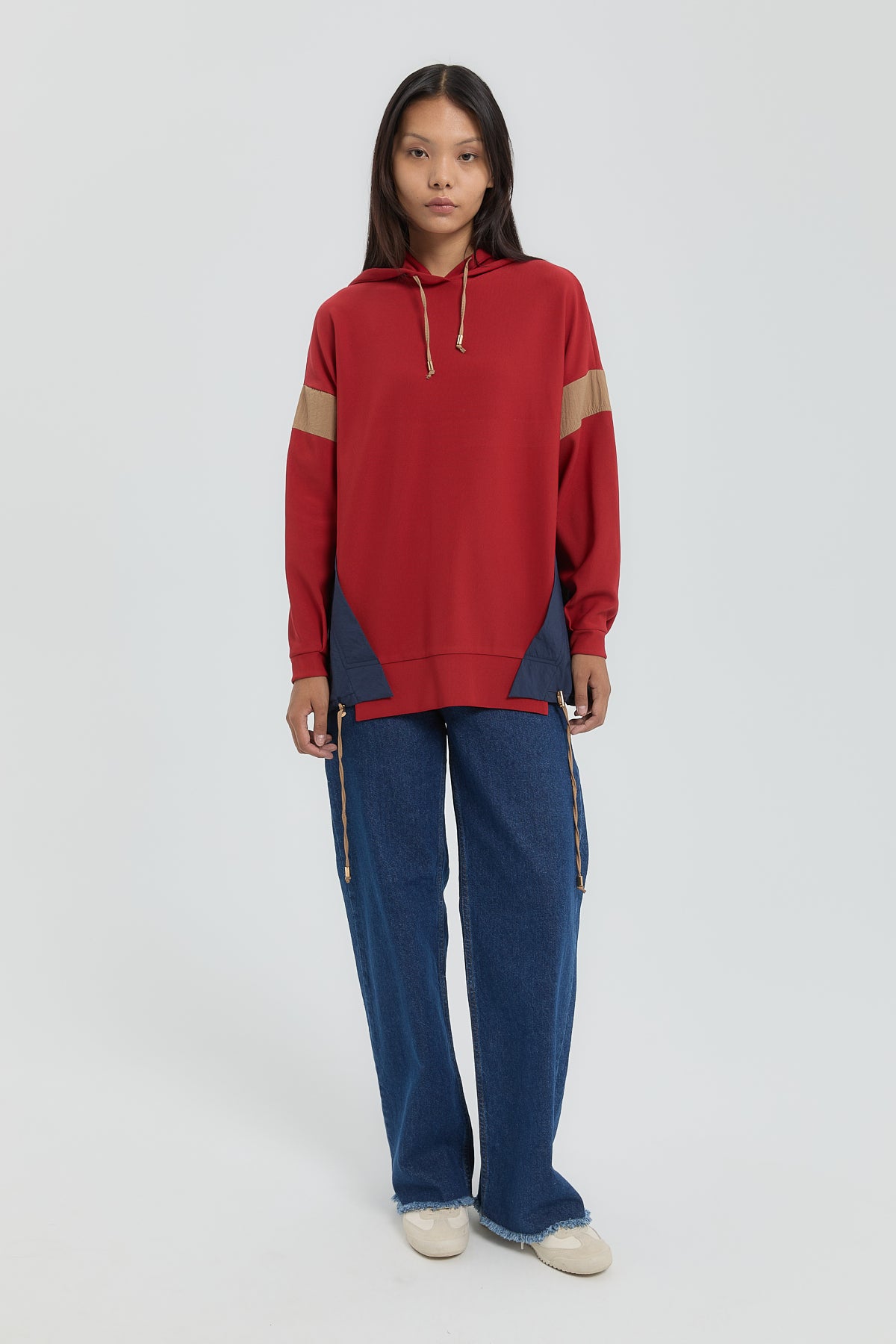 Trimmed Hooded Sweatshirt - Terracotta