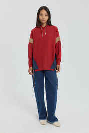 Trimmed Hooded Sweatshirt - Terracotta
