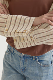 Geniş Manşetli Ribanalı Örme Rayon Sweat - Kahve
