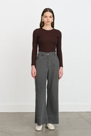 Geniş Paça Kot Denim Pantolon - Gri
